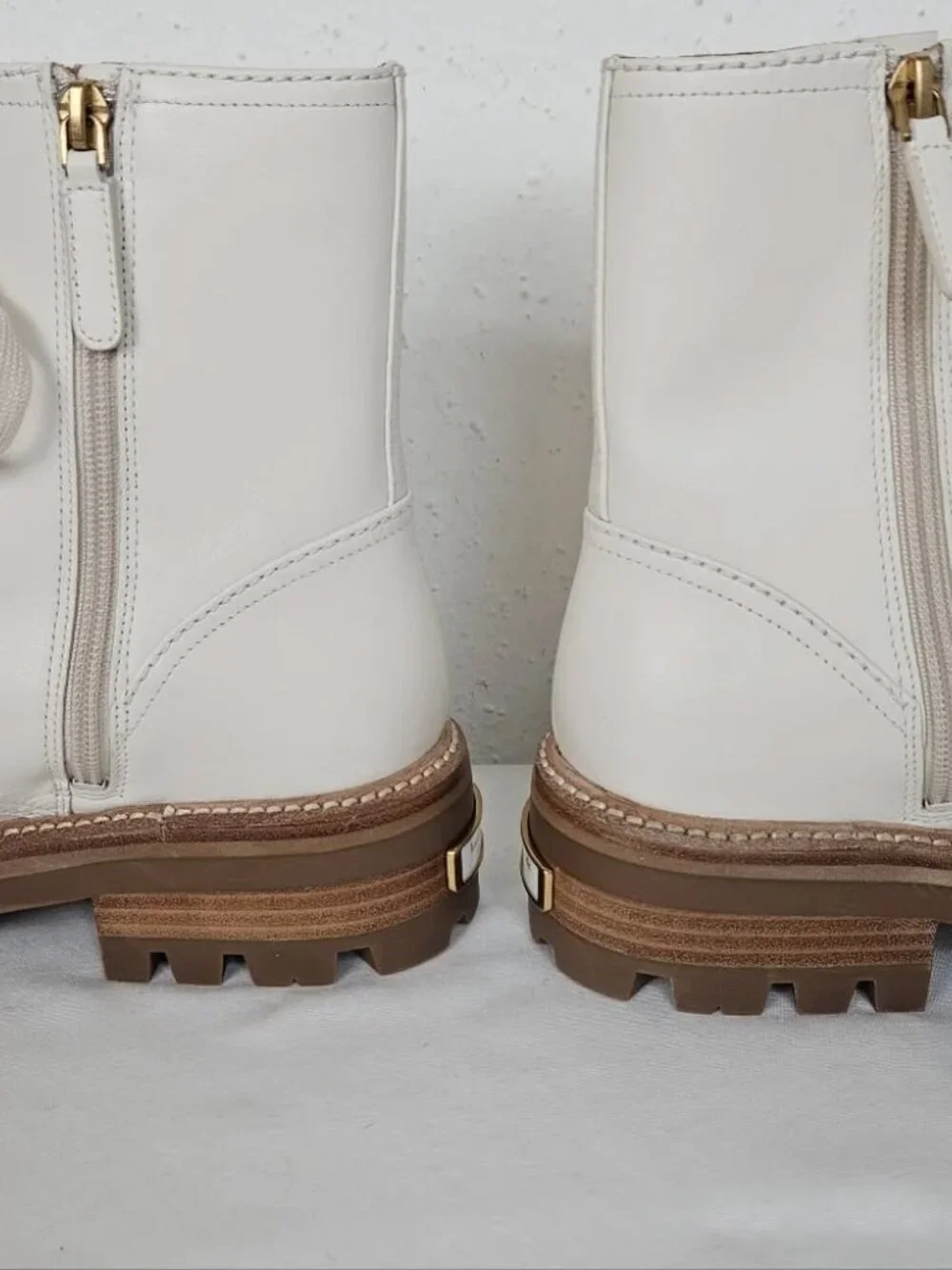 Kate Spade Merritt Lug Sole Combat Boots Ivory Leather NWT Size 9